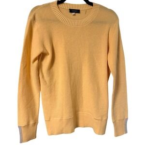 Forte Cashmere Cotton Blend Waffle Knit Crewneck Sweater Butter Yellow Small S/P